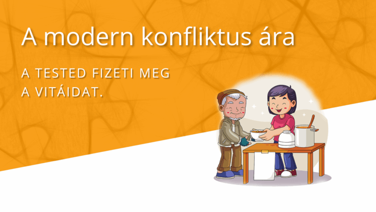 Kép a kenyeres jelenetről, amely a becsapáson alapuló modern konfliktust és a testi tünetek lelki okait szemlélteti.
